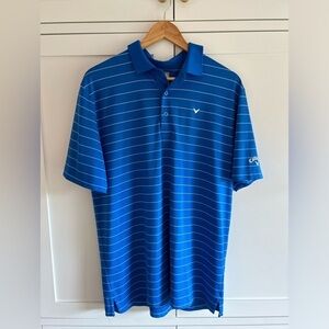 Callaway Opti-Dri Golf Polo Shirt Short Sleeves Striped Blue Size Medium